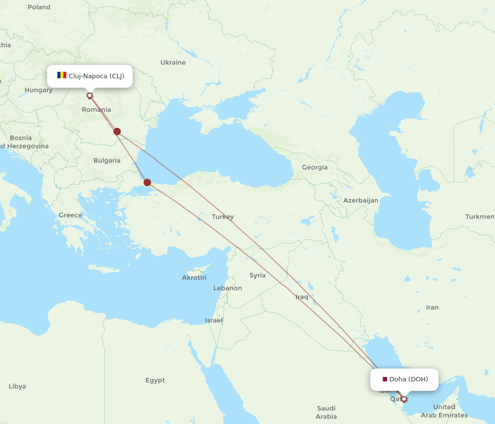 DOH-CLJ flight routes