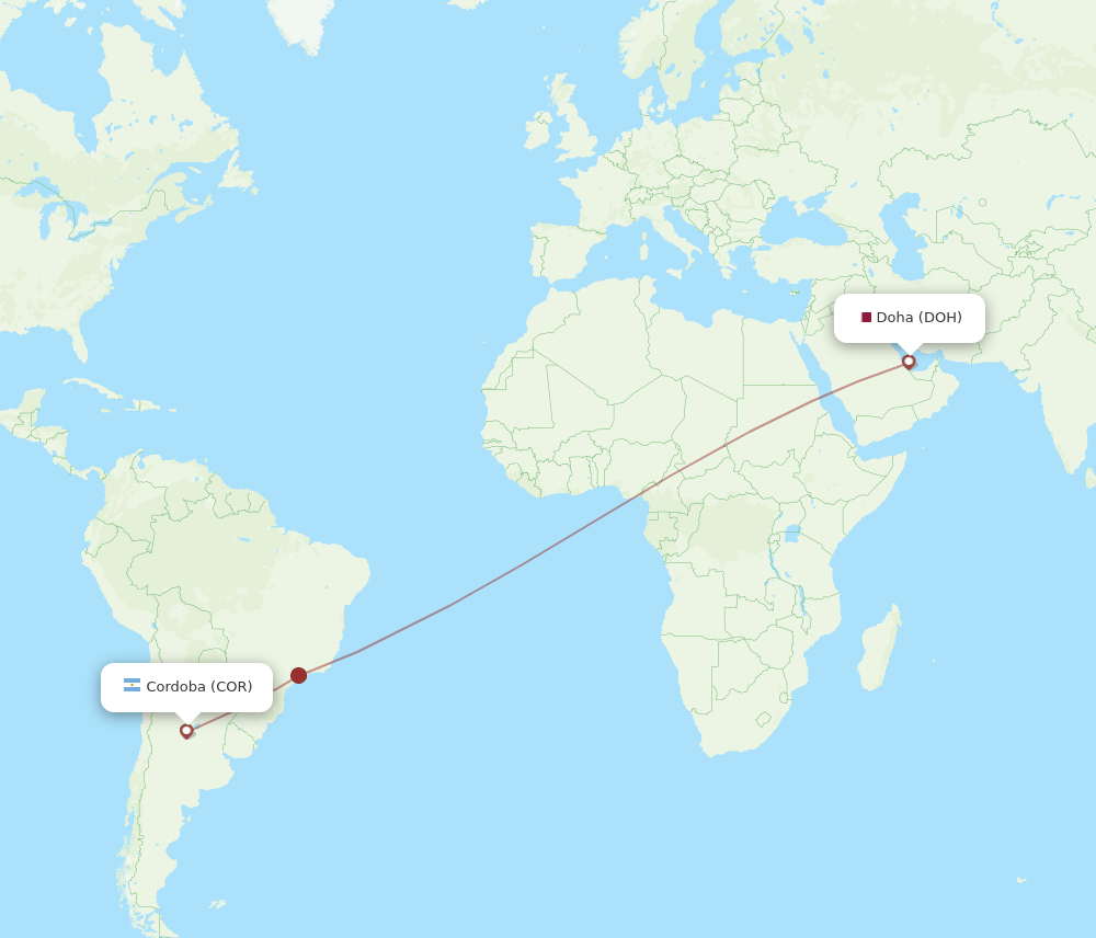 DOH-COR flight routes
