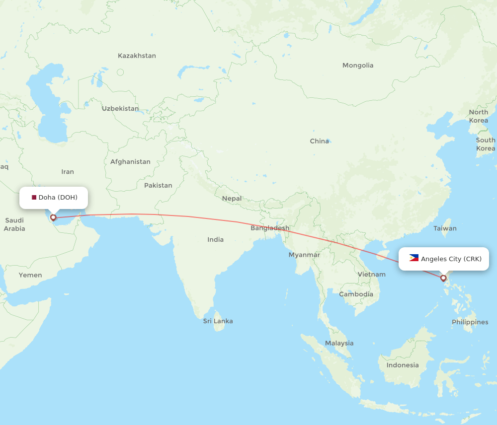 DOH-CRK flight routes