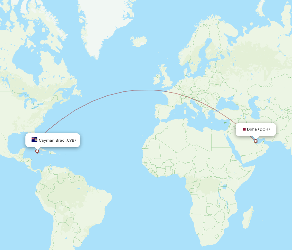DOH to CYB flights and routes map