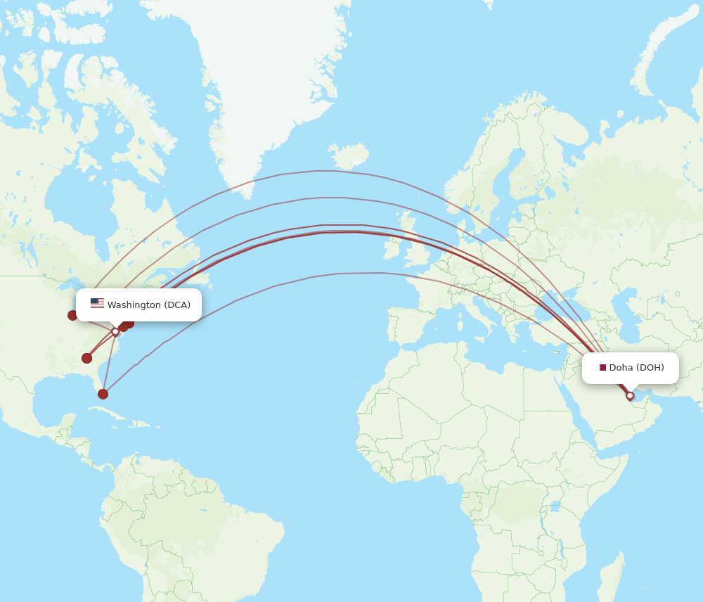 DOH-DCA flight routes