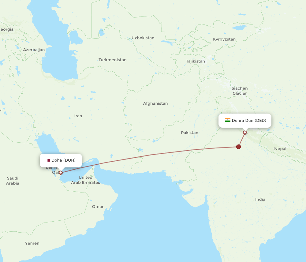 DOH-DED flight routes