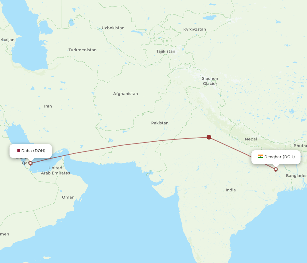 DOH to DGH flights and routes map