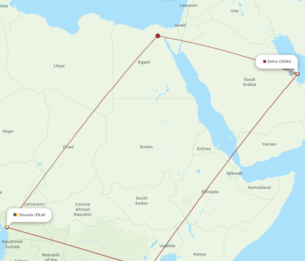 DOH-DLA flight routes