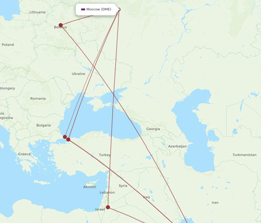 DOH to DME flights and routes map