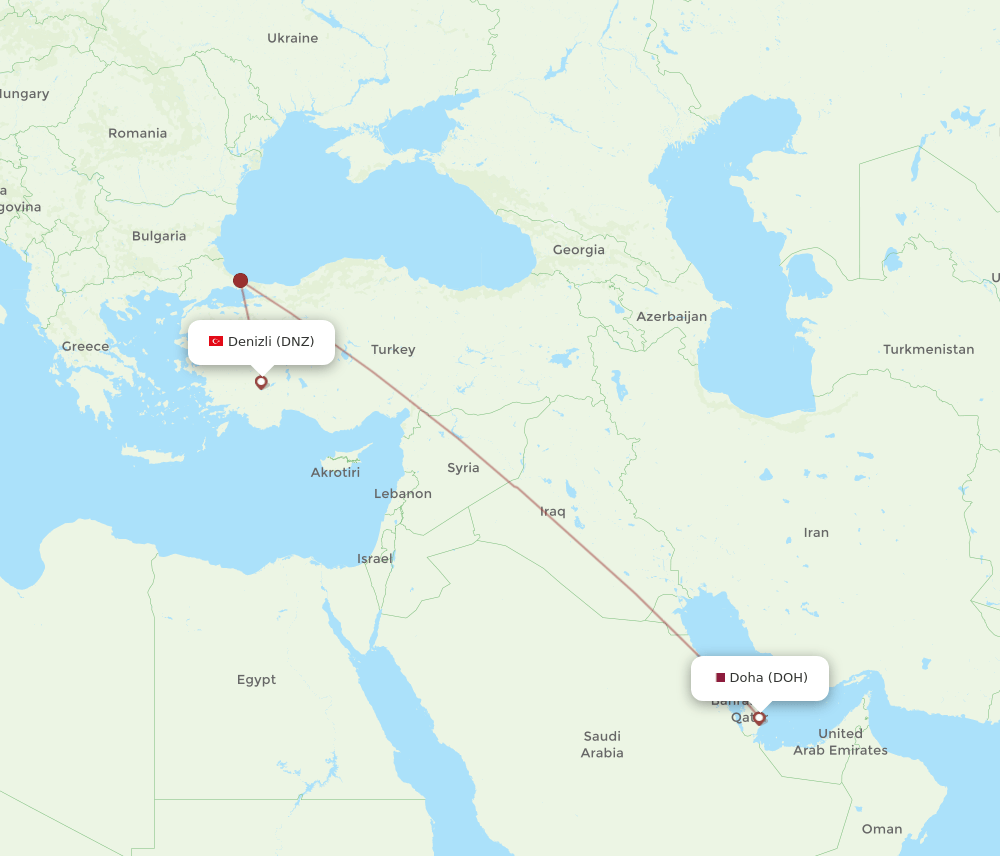 DOH-DNZ flight routes