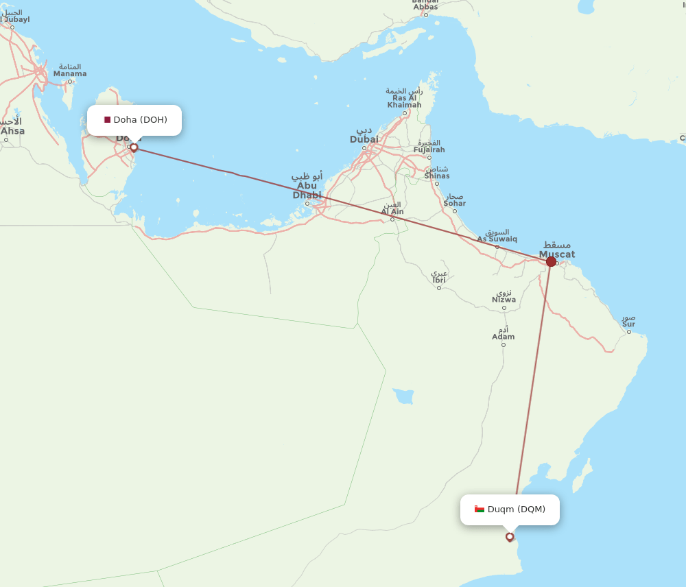 DOH to DQM flights and routes map