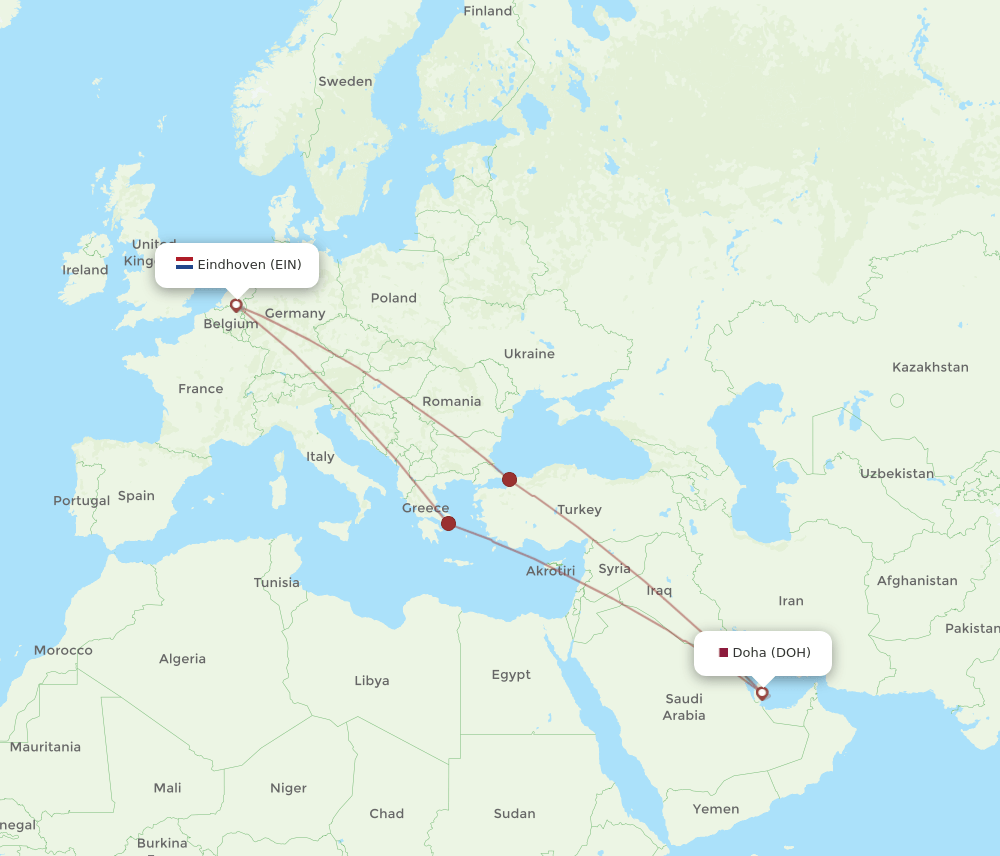 DOH-EIN flight routes