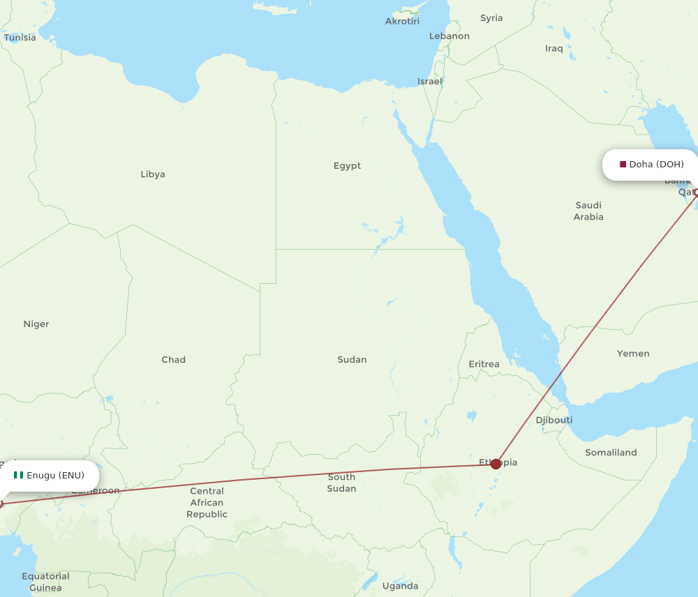 DOH-ENU flight routes