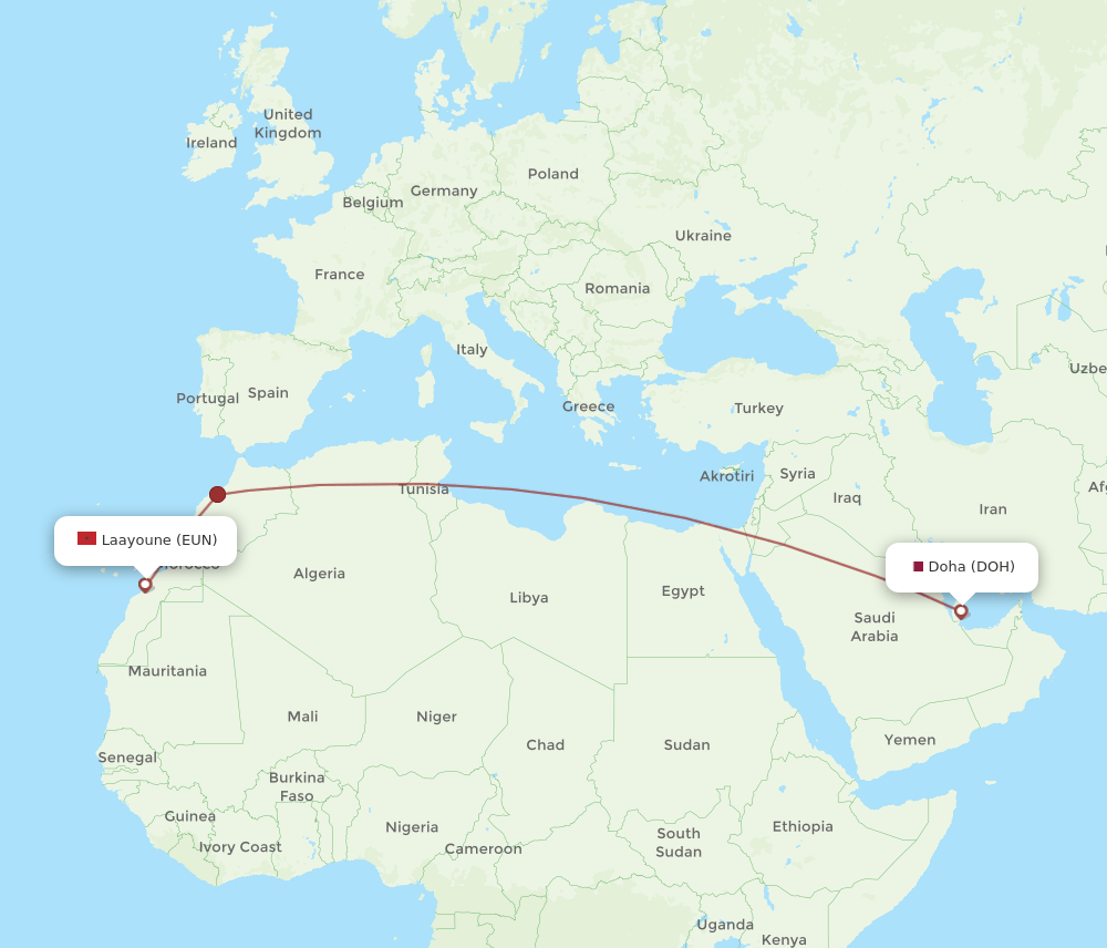 DOH-EUN flight routes