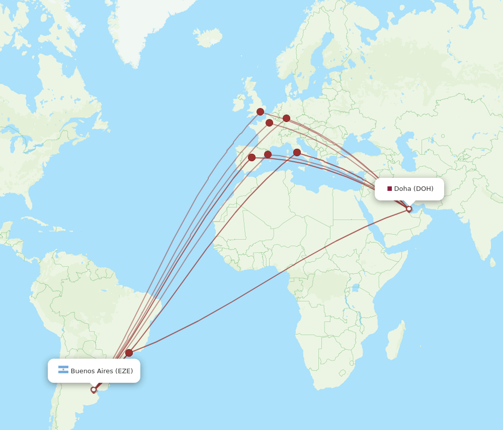 DOH to EZE flights and routes map