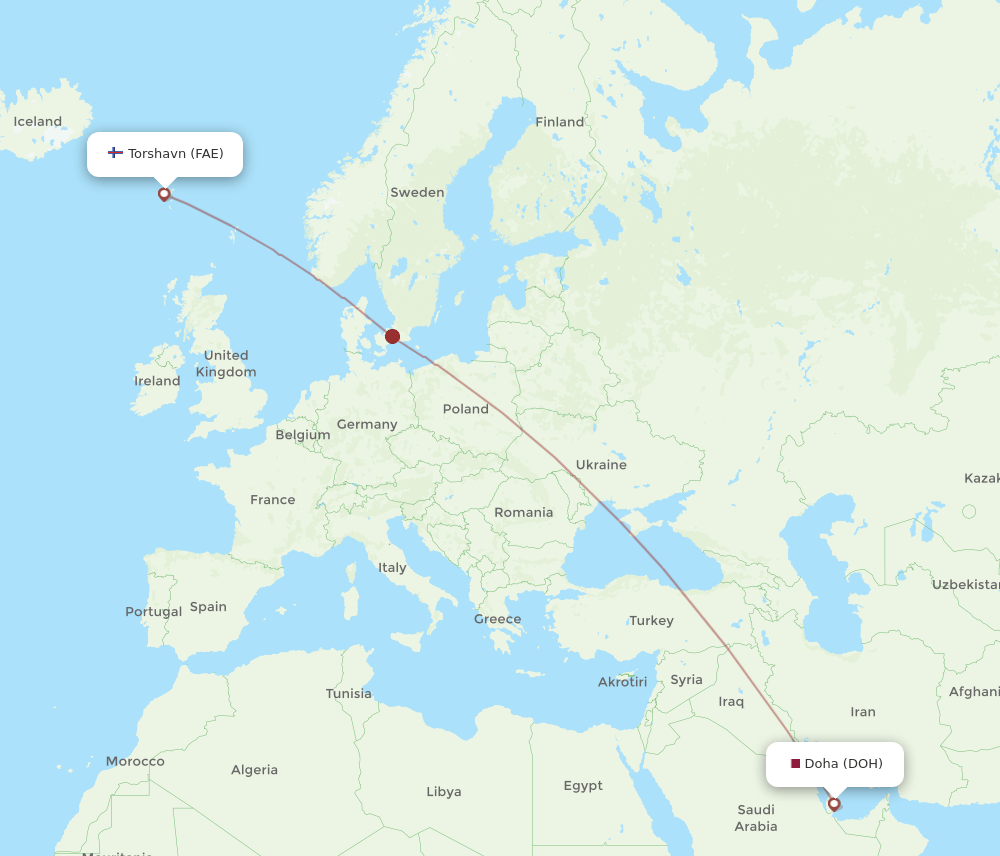 DOH-FAE flight routes