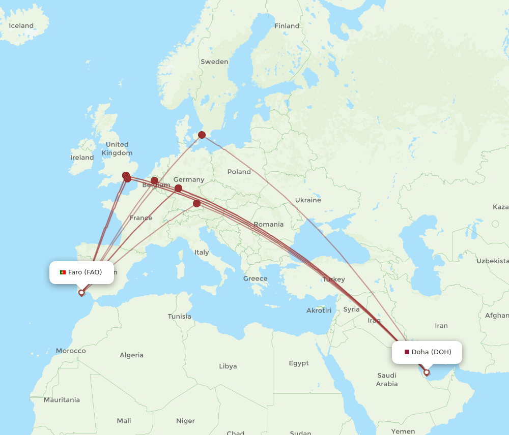 DOH-FAO flight routes