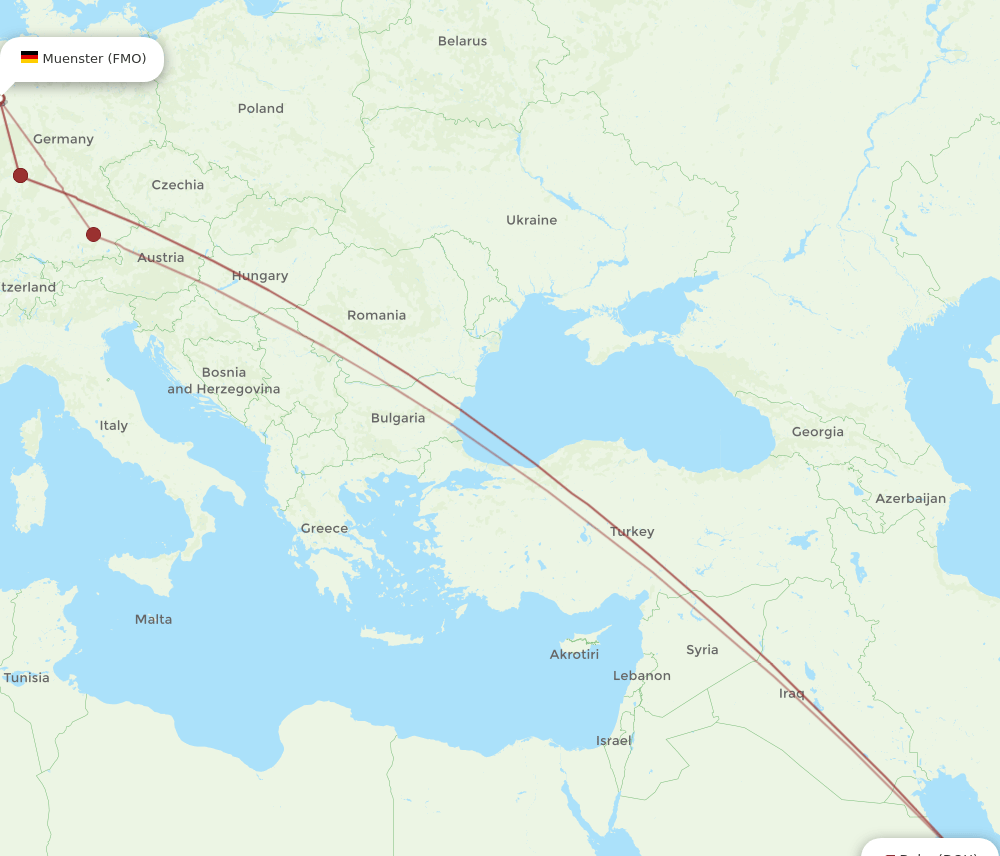 DOH to FMO flights and routes map