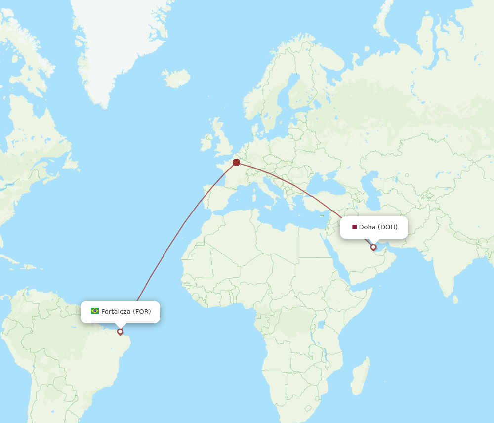 DOH-FOR flight routes
