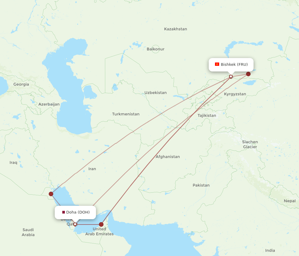 DOH-FRU flight routes