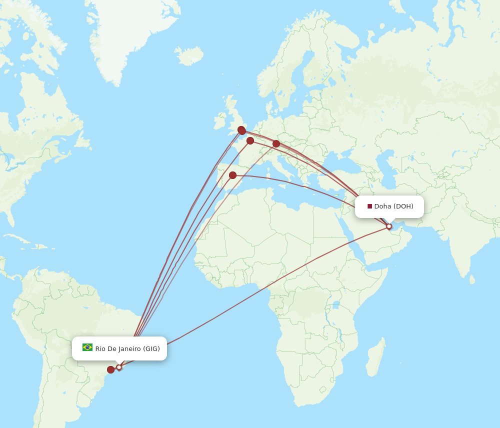 DOH-GIG flight routes