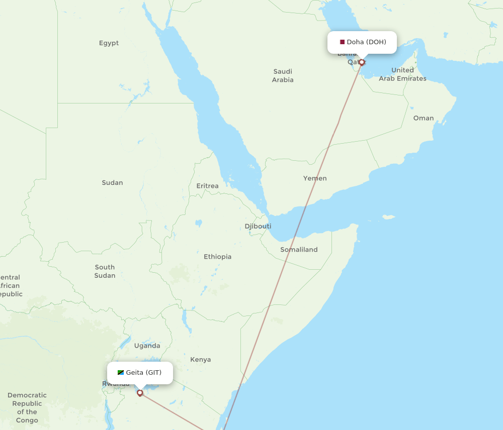 DOH-GIT flight routes