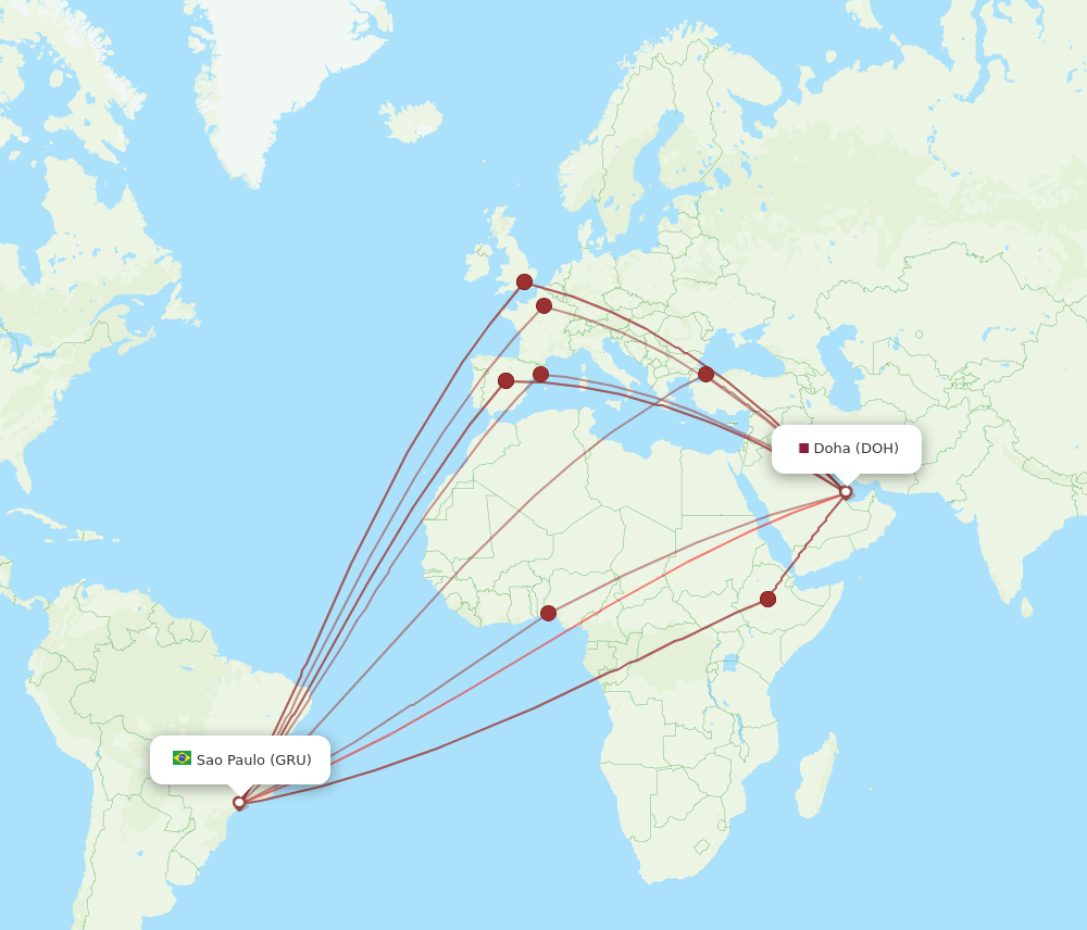 DOH-GRU flight routes