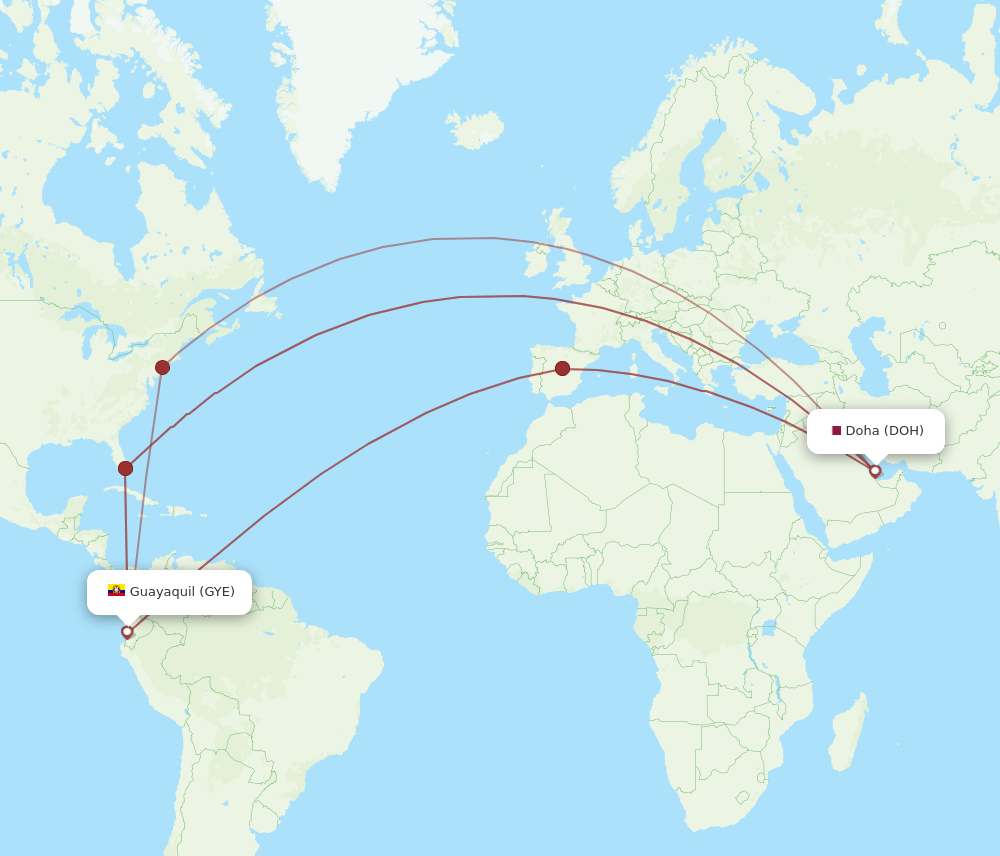 DOH-GYE flight routes