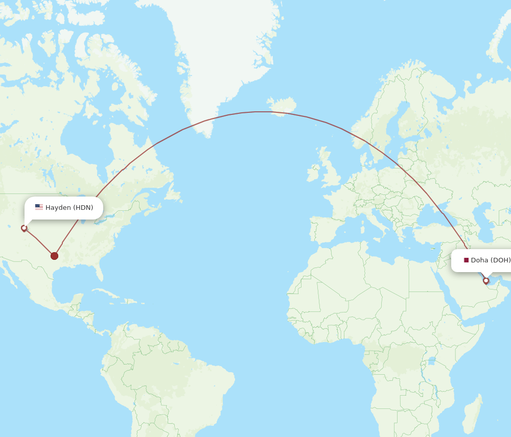 Doha - Hayden route map and flight paths