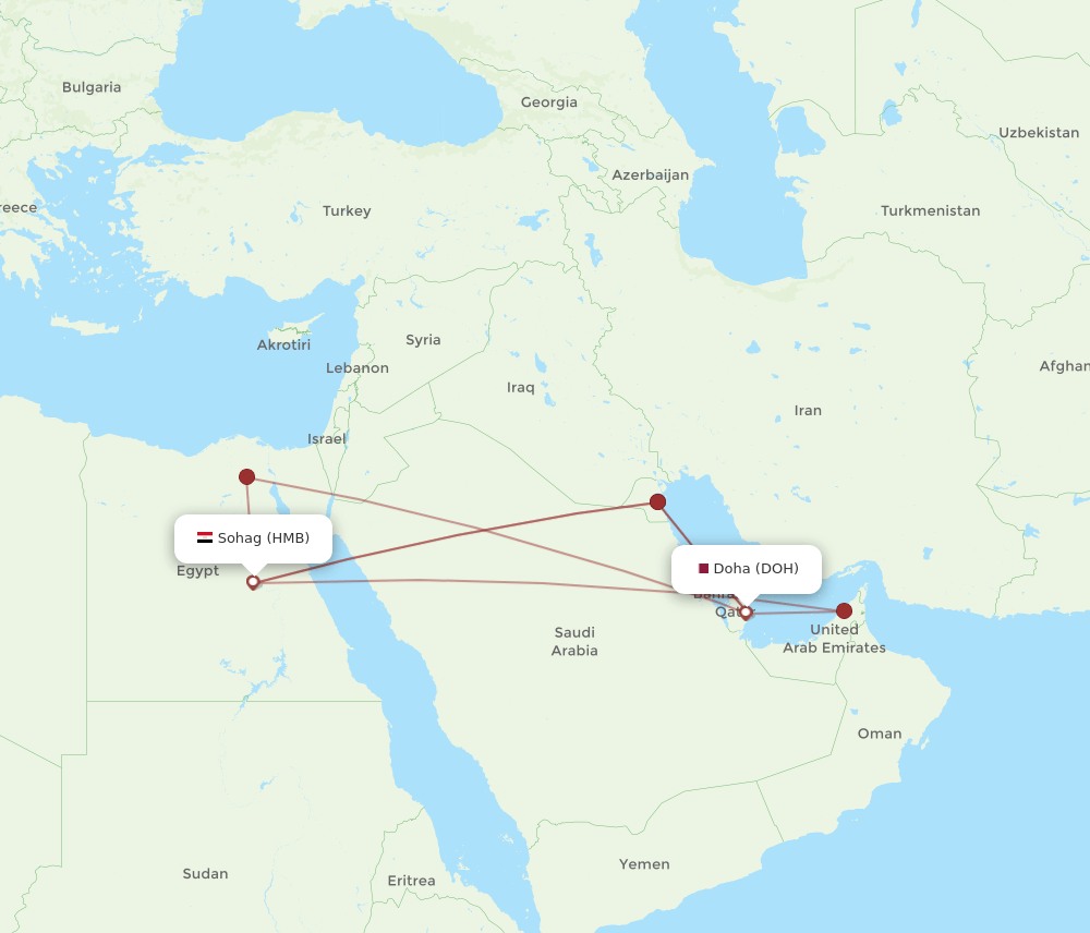 DOH to HMB flights and routes map