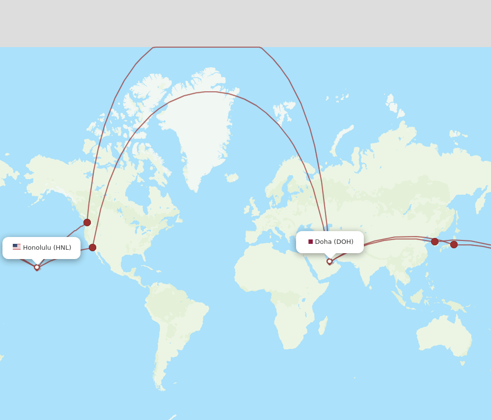 DOH to HNL flights and routes map