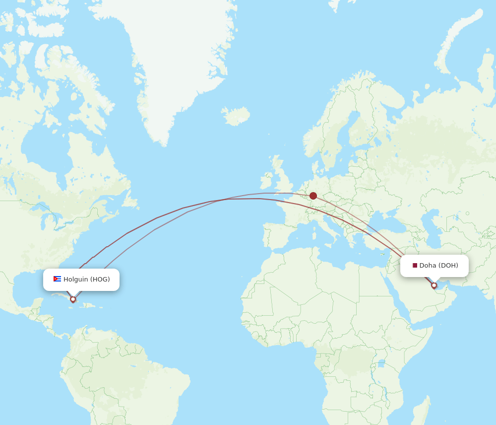 DOH to HOG flights and routes map