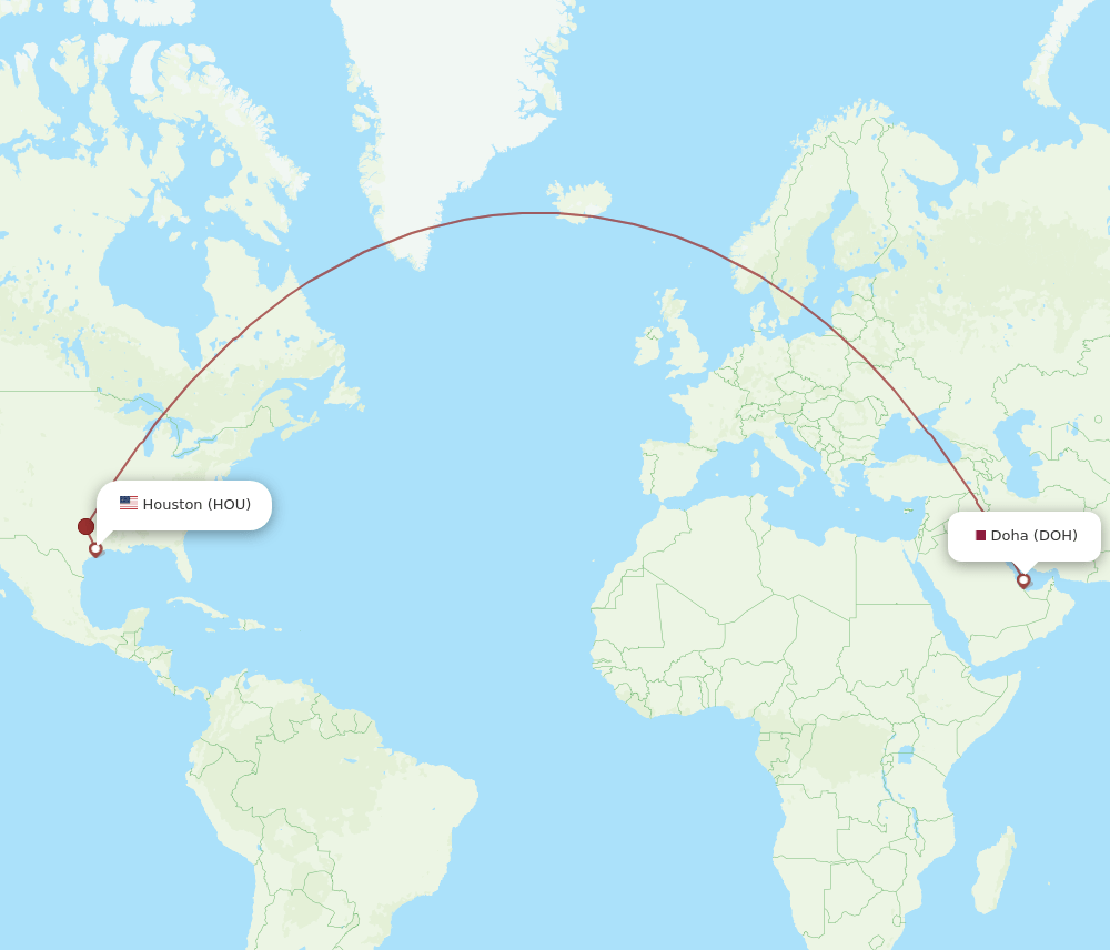 DOH-HOU flight routes