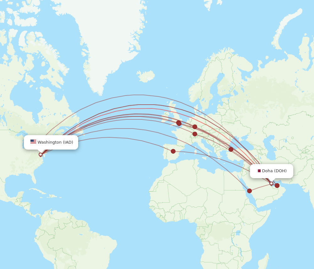 DOH-IAD flight routes