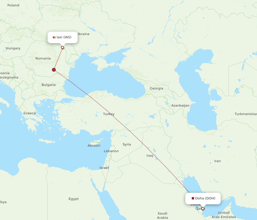 DOH-IAS flight routes