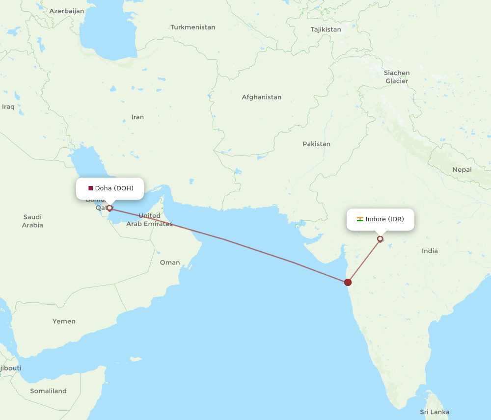 DOH-IDR flight routes