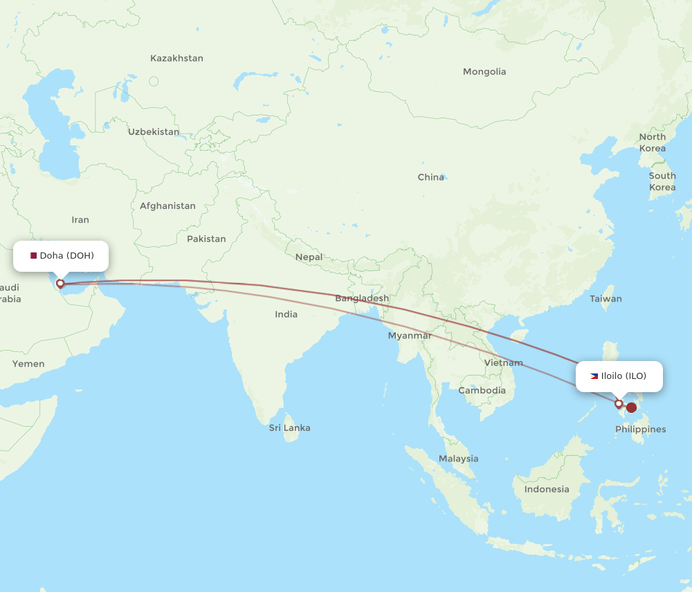 DOH-ILO flight routes