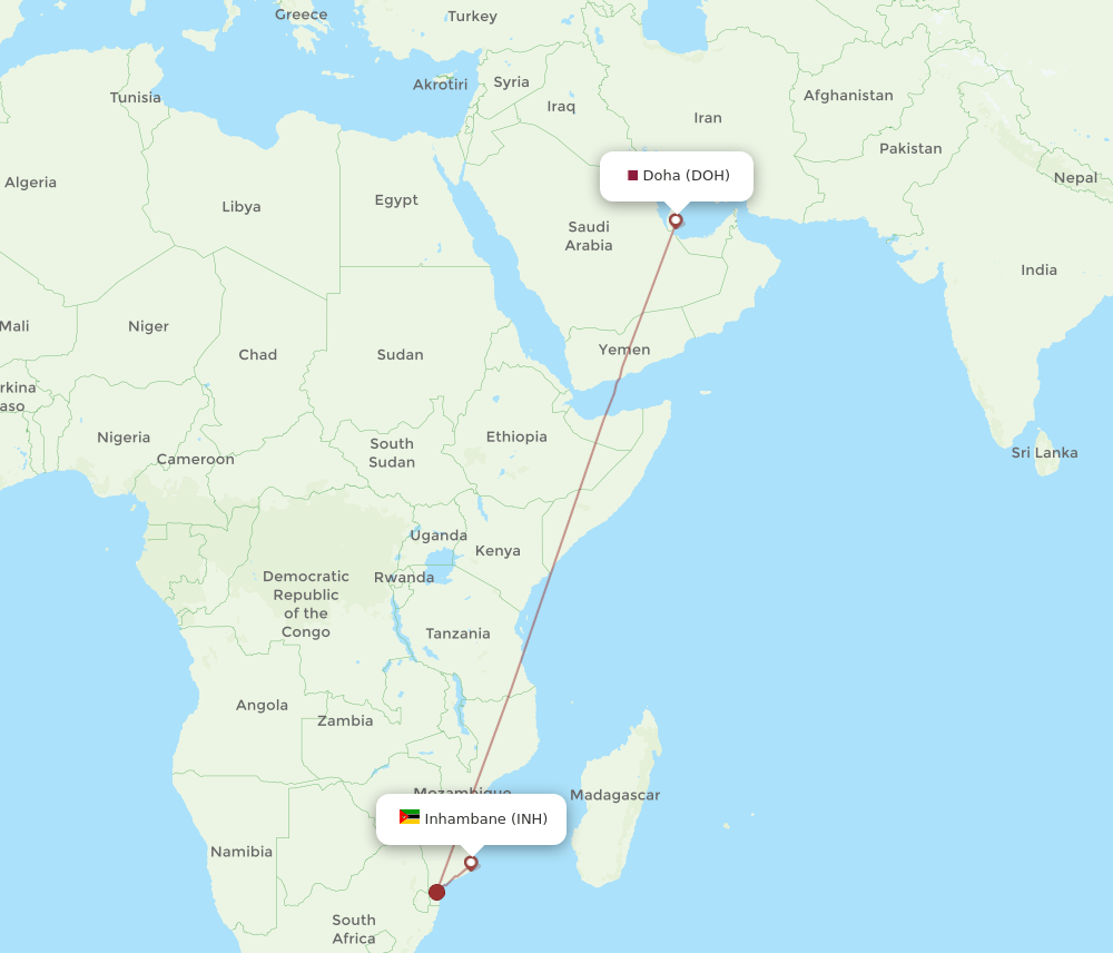 DOH-INH flight routes