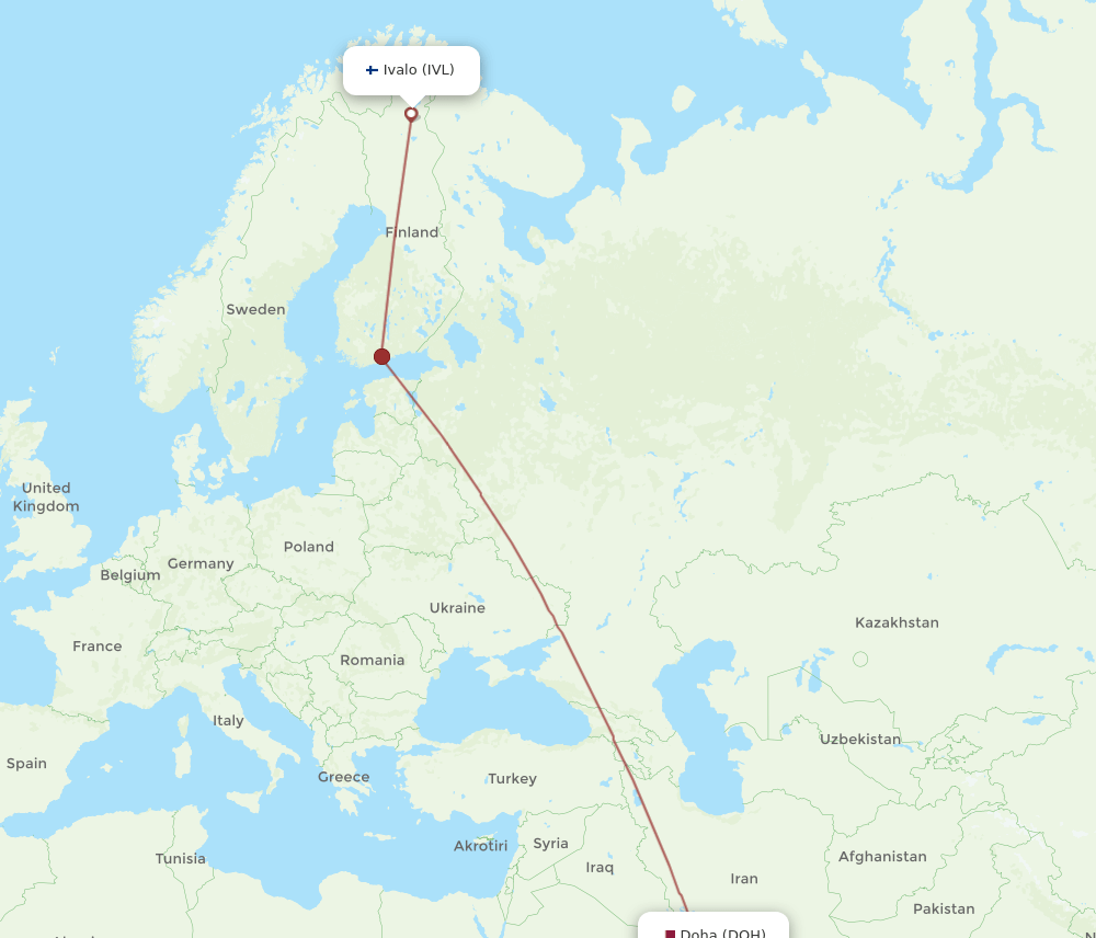 DOH-IVL flight routes