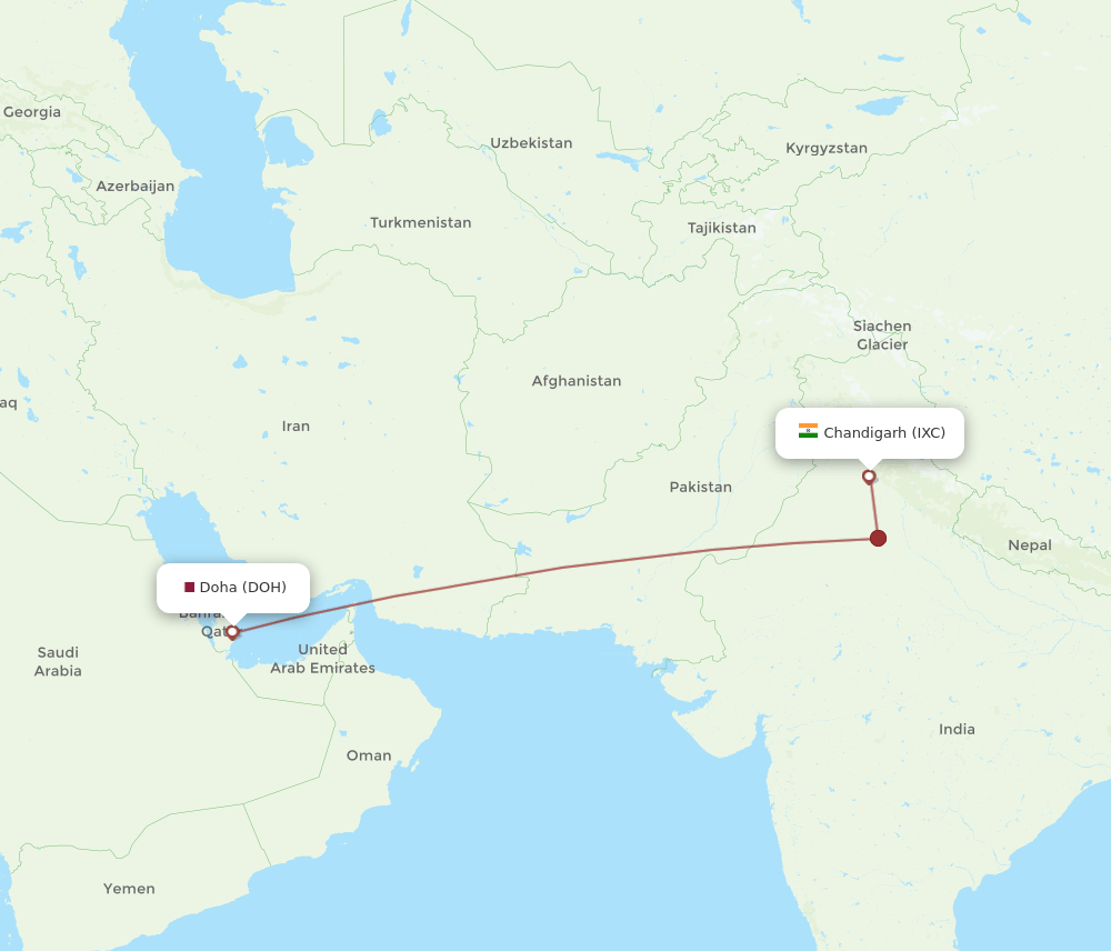DOH-IXC flight routes