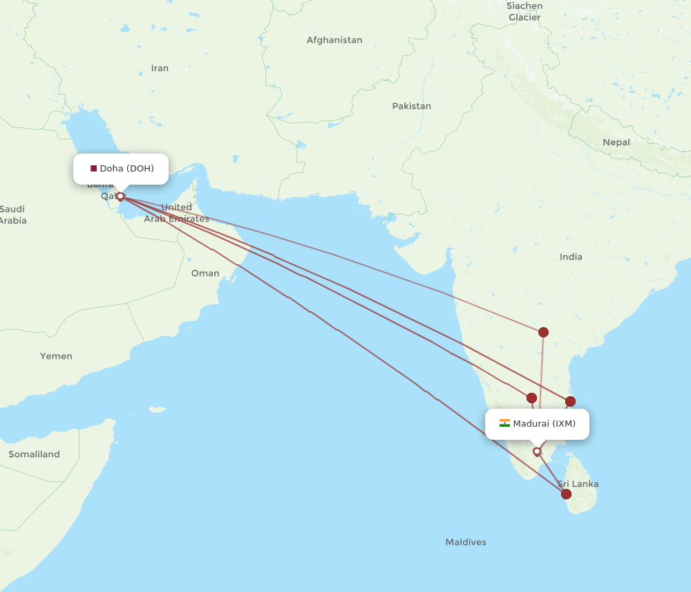 DOH-IXM flight routes