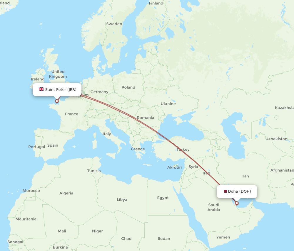 DOH-JER flight routes