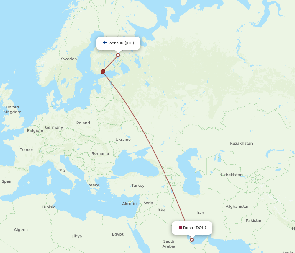 DOH-JOE flight routes