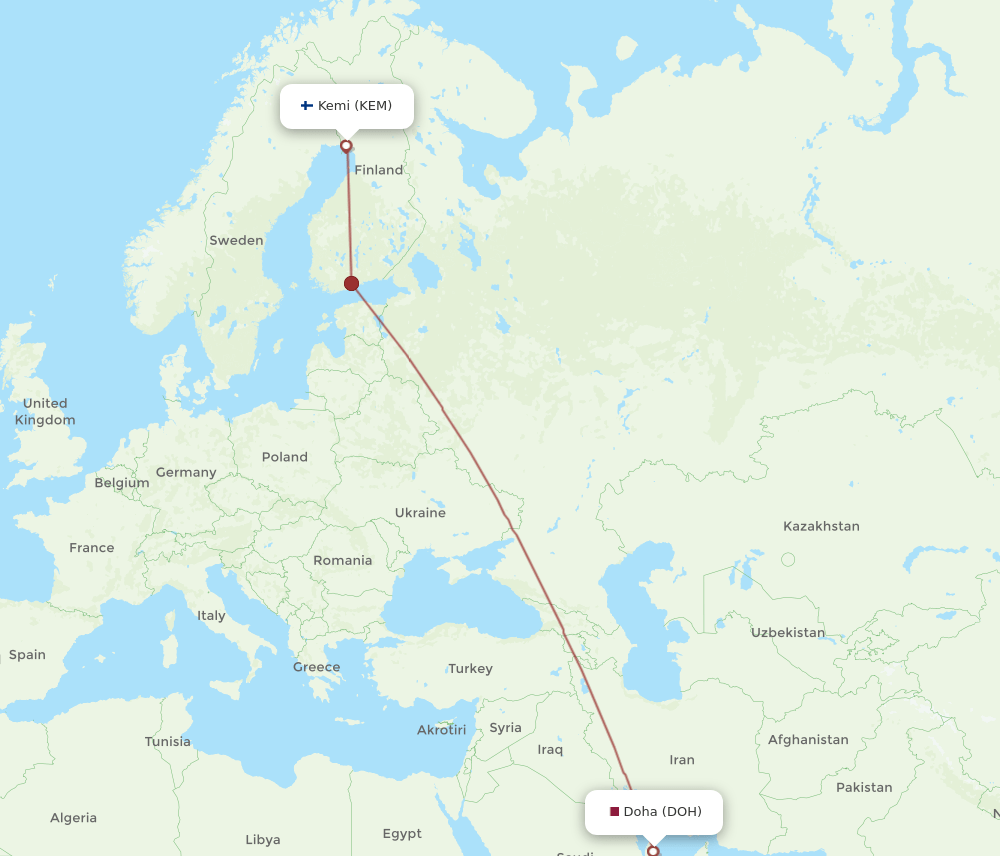 DOH-KEM flight routes