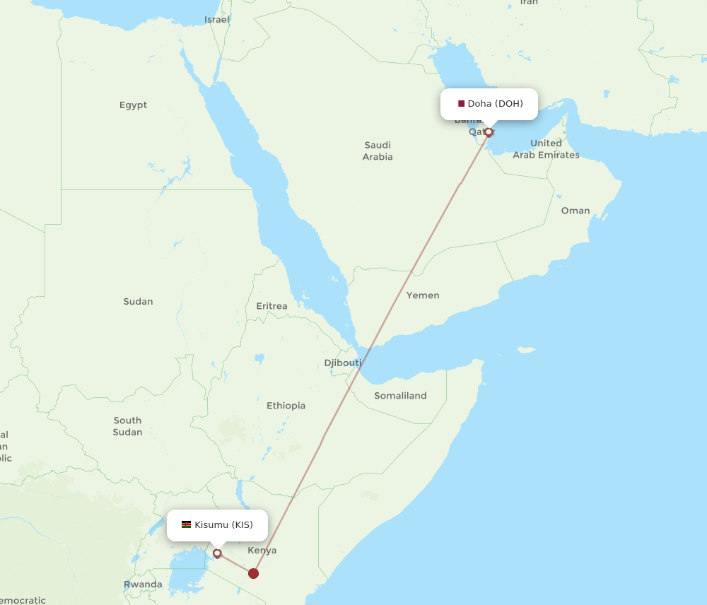 DOH-KIS flight routes