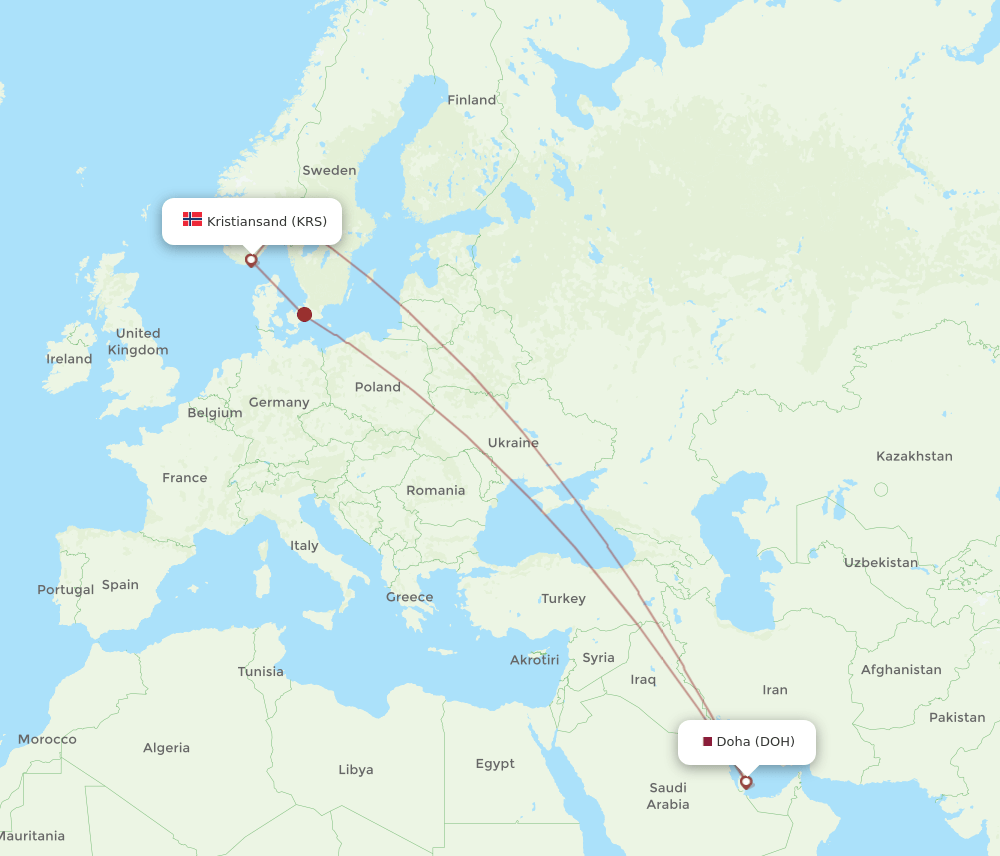 DOH-KRS flight routes