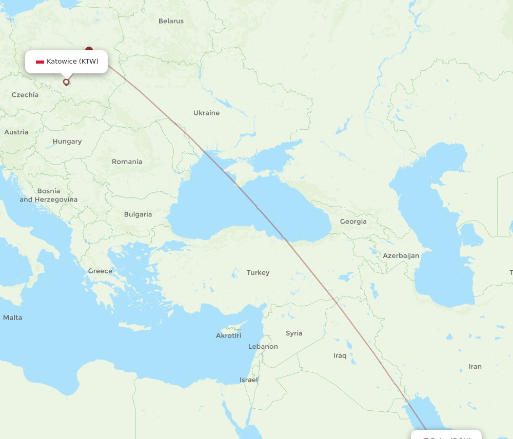 DOH-KTW flight routes