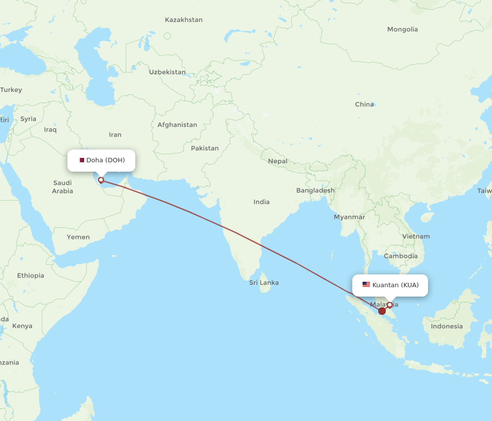 DOH-KUA flight routes