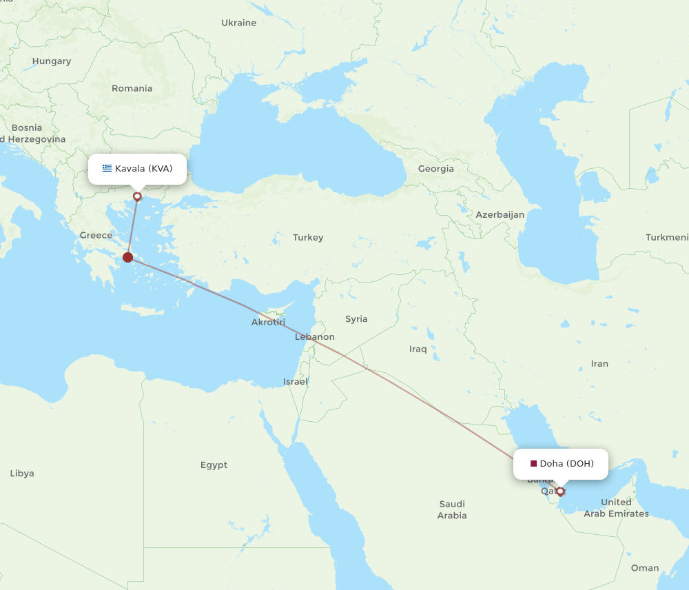 DOH-KVA flight routes