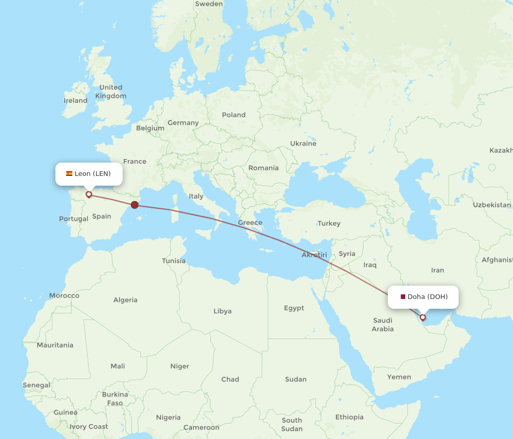 DOH-LEN flight routes