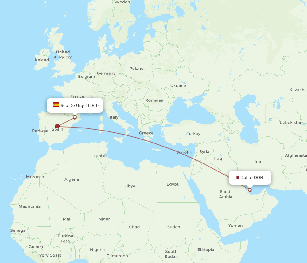 DOH-LEU flight routes