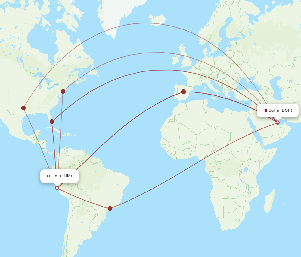 DOH-LIM flight routes