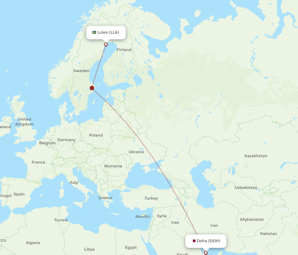 DOH-LLA flight routes