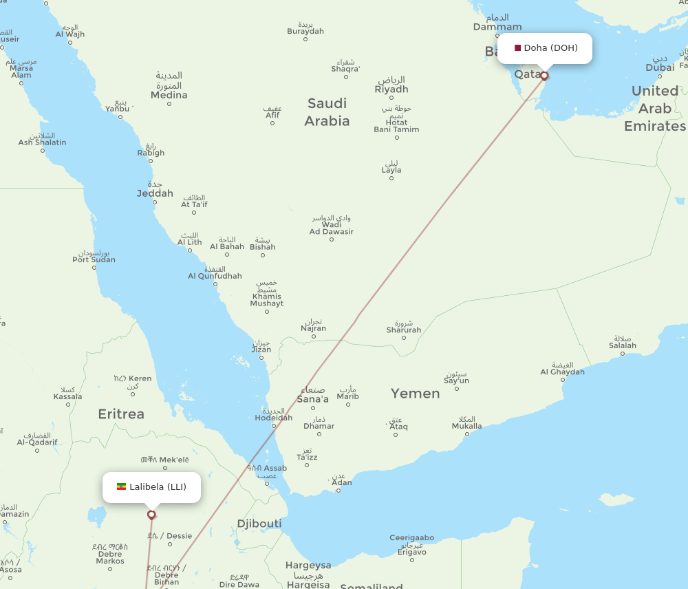 DOH-LLI flight routes